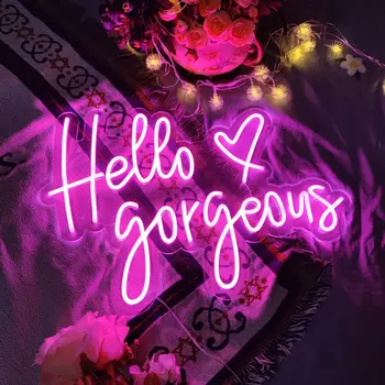 Изработена по поръчка неонова реклама за Hello Прекрасни led светлини Стенни парти Сватба витрина на магазин, ресторант, украса за рожден ден