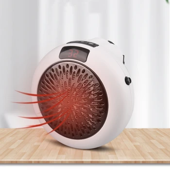 Електрическа мини-вентилаторна печка Двойна преносим настолен малък домашен нагревател монтиран на стената кръгла домакински нагревател за стени