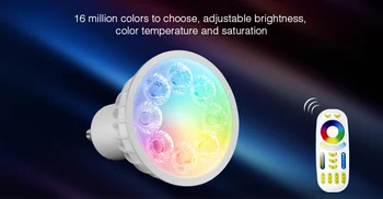 MiLight AC86-265V 4 Watt Led Лампа GU10 С регулируема яркост на Led Крушка RGB + Топло Бяло + Бяло (RGB + CCT) Осветление За всекидневната