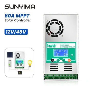 SUNYIMA MPPT 60A Контролер на заряд на слънчеви батерии Регулатор за соларни панели 12v/48 В оловно-киселинен регулатор натоварване, батерии, Регулатор на входния панел