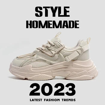 2023 Нови синтетични маратонки с тясна ивица, дамски обувки на платформа, пролетно обувки, обикновена модни дамски обувки на плоска подметка, Тенис De Luxo Feminino