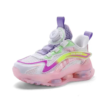 Нови детски гуменки за момчета и момичета, розова окото дишаща училищни спортни обувки за по-големите момчета от 8 до 12 години, детски ежедневни обувки