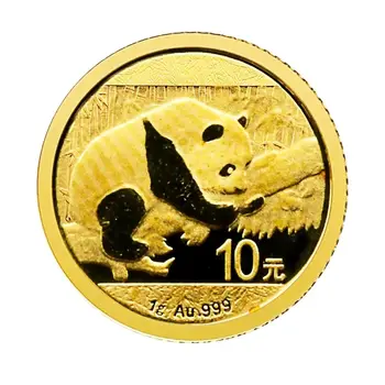 2016 Китай Панда Златна възпоменателна монета/кюлчета истински оригинален 1g Au.999 10 юана UNC