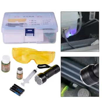 Комплект за откриване на флуоресцентни изтичане на 3 в 1 с флуоресцентными лампи, възможност за проверка за течове при ремонт на автомобил на климатик като средство за откриване на течове