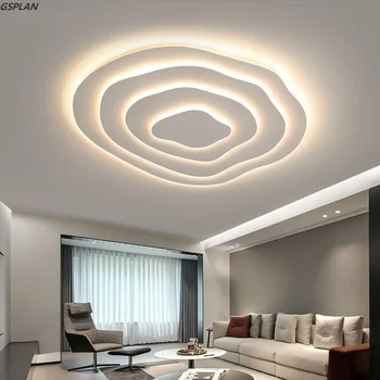 Минималистичен бял многослоен led модерен тавана лампа за дневна, трапезария, спални, вили, кухня, вътрешно декоративно осветление