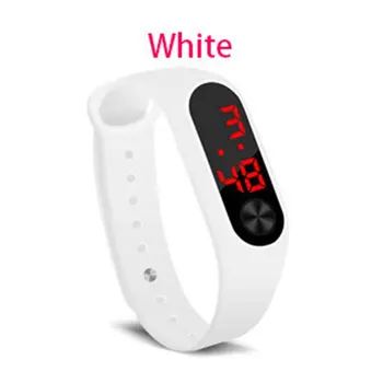 Мъжки, Дамски ежедневни спортни часовници-гривни, бели led електронни цифрови силиконови часовници в ярки цветове за деца
