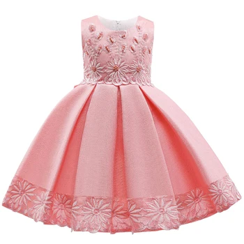 Сватбена рокля с цветя модел за шаферки за момичета 2022, лятно ново модно принцеса рокля за рожден ден, детско парти рокля