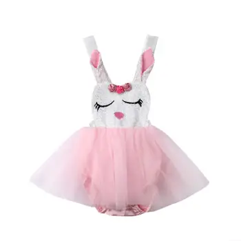 Детски дрехи за новородени момичета, завързана гащеризон принцеса със заек, рокля пакетче, вечерни рокли, размер 0-24 м