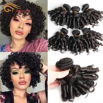 Еластични къдрава снопове перуански коса, 6 греди, Remy Omber Hair, 8-12 см, коси, букети за черни жени