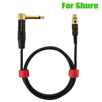 TA4F mini xlr под прав ъгъл 1/4 кабел за китарен бас-инструмент за безжична система на предавателя Shure SLX BLX QLX-D
