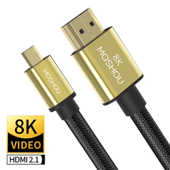 Moshou 8K кабел Micro HDMI-HDMI от мъжете на мъжа кабел 1 м на 1,5 м, 3 м и 5 м 3D 1080P Версия 1.4 камера на таблета, кабел, Micro HDMI