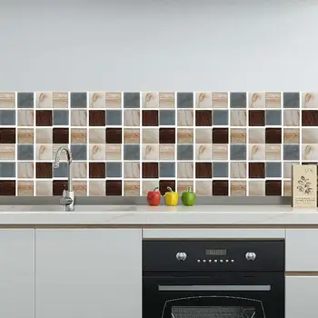 6 листа от премиум-клас, приклеивающиеся към кухненски плочки 20x20 см, отклеивающиеся самозалепващи 3D-плочки за баня, мрамор дизайн