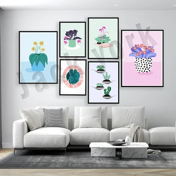Мини-флорални щампи, растения, кактуси, выращивай по свой начин, артистични щампи, ботанически илюстрации, печатни плакати със стайни растения