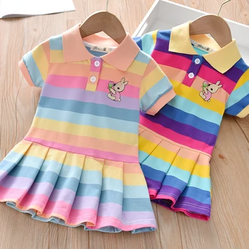 2023 Ново детско рокля, лятна детски дрехи с отложным яка, модни дрехи за малките момичета, лятна рокля за почивка за момичета