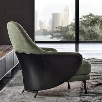 Италиански минималистичен единична стол с висока облегалка, голяма плоска вила, хол, спалня, диван за обсъждане, дизайнерски стол за почивка