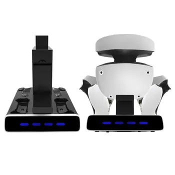 Докинг станция за зареждане с подсветка на дисплея стойка за съхранение на каска съвместима с аксесоари за PS VR2/PS5 Дръжка контролер