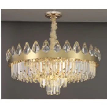 2023 Нов дизайн за луксозен кристален полилей в скандинавски стил, просто декоративна лампа за дневна, окачена лампа от златна неръждаема стомана