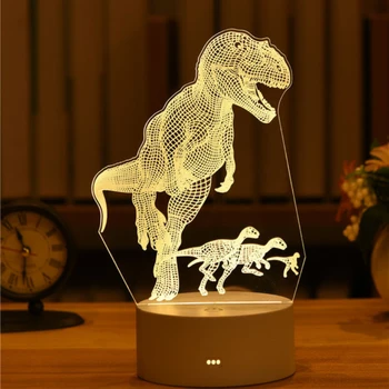 Серия динозаври 3D led Лампа нощна светлина тиранозавър рекс Rex настолни лампи, играчки, подарък за дете Декорация на дома, Велоцираптор лека нощ