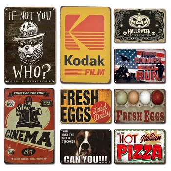 Ретро метален плакат с фолио, Kodak, лидице табела, художествена рисувани от прясно яйце, метални табели, табели за дома в селска фермерска къща