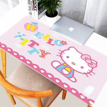 Hello Kitty, розово голяма подложка за мишка в стил аниме, игри и аксесоари, офис за компютърна клавиатура, подложка за мишка, XXL, тенис на подложка за лаптоп, за PC