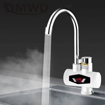 DMWD Незабавен електрически нагревател Кран led температурен дисплей с Кухненски бойлер незабавни действия без Кран на резервоара за загряване на топла вода, Душ ЕС