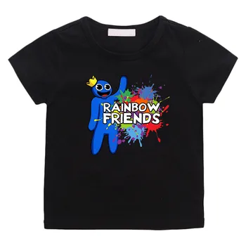 Тениски с аниме Rainbow Friends Kawaii, тениска Funko Pop Manga, 100% Памук, забавна тениска с графичен дизайн за момчета /момичета, риза в стил пънк