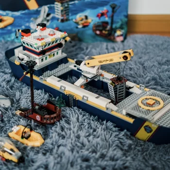 Научно-технически круизен лайнер, на кораб за изследвания на морето, 745 бр., играчка модел на кораба, градивен елемент, MOC60266, детски подарък за рожден ден