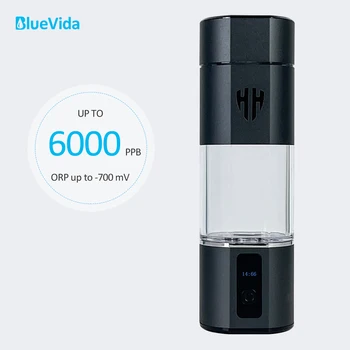 Бутилка за генератор богата на водород вода Bluevida DuPont SPE&PEM с двухкамерным спрей за вода - устройство за вдишване H2 + Адаптер Max 6000ppb