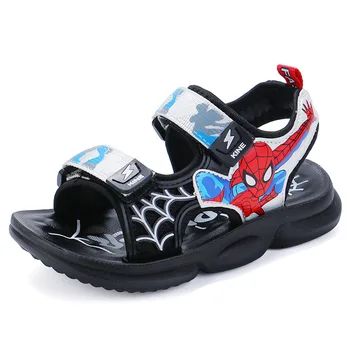Обувки за момчета със спайдърмен на Marvel, лятна мода с анимационни герои 2022, нови сандали за момчета, плажни сандали с мека подметка, дишащи обувки с отворени пръсти