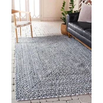 Килим от естествен памук Килим за хола Модерен прост сив килим Декор спални килими за спални