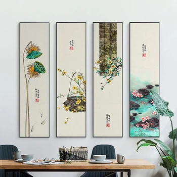 Китайската стенни живопис, традиционна живопис върху платно, японски плакат с цвете лотос, картини за дома, стенни картини за хол