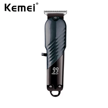 Kemei Професионален тример за коса безжичен Type-c USB, акумулаторна машина за подстригване на коса, електрическа пишеща машина за подстригване на коса за мъже, led дисплей