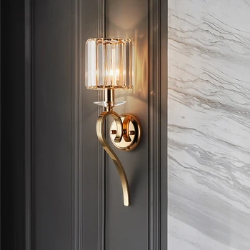 Модерен кристал, с монтиран на стената лампа, прости нощни светлини за спални, творчески лампа за коридора, на стълбите, за украса на всекидневната, led златни
