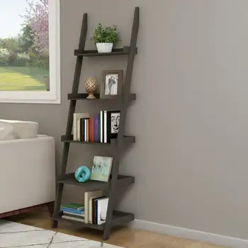 5-ярусная отделно стоящи дървена стълба, bookshelf за съхранение, сиво