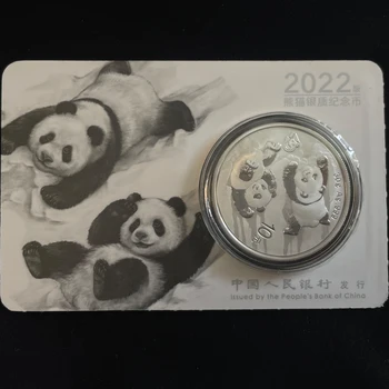Чип-карта версия на 2022, Порцелан, 30 г, Ag.999, истинска оригиналната монета, от чисто сребро с пандой, 10 юана