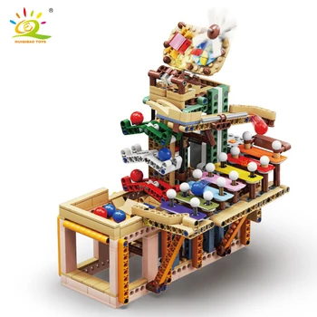HUIQIBAO САМ MOC Електрическо образование, скъпа цветна фабрика за бонбони, транспортни ленти, асемблирането, градивен елемент, играчки за детски подаръци