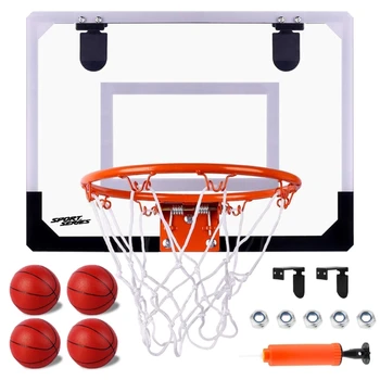 Комплект мини-баскетболни пръстени, инсталиране на вратата, баскетболно поставка топка игра на закрито, стрелба по баскетбол без бормашини, подарък за деца