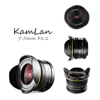 Kamlan 7,5 мм F3.2, С Голяма Бленда, Широкоъгълен Рибешко Око С Фиксиран Фокус, Беззеркальный Обектива на Камерата M43-планина За фотоапарат Olympus APS-C