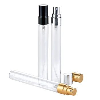 стъклени флакони за парфюми обем от 10 мл, златна капака, прозрачен спрей бутилка-спрей F2017828