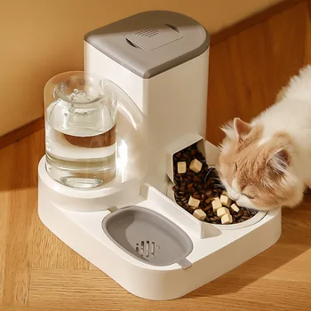 Нова автоматична ясла за домашни любимци, автоматичен опаковка храна за котки, купички за хранене на кучета от 2-в-1