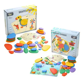 Пъзел Монтесори, която разработва играчка за децата, с преливащи се цветове камъчета, играта на логическо мислене, рисуване, сензорни образователни играчки