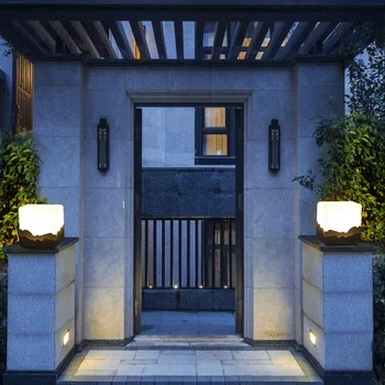 Озеленяване слънчев, с монтиран на стената лампа, осветление на крилото стълб, врата, вила, нова китайски озеленен двор, напреднал украса за колони