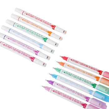 Комплект дръжки-хайлайтеров 69HA, 6 маркери химикалки Flownwing Flair с 6 различни форми и тънки Съвети, Цветни Химикалки-Хайлайтеры