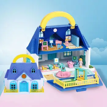 Куфар куклена къща Мини-играчка-симулатор САМ Миниатюрна кукла принцеса Вила замъка на Образователна играчка, подарък за рожден ден за момичета