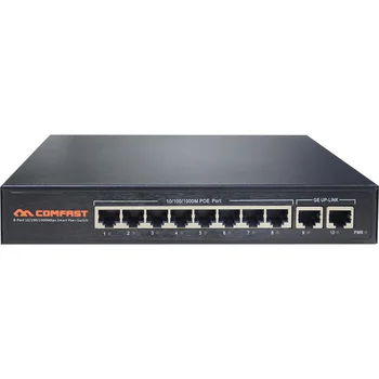 Comfast 10 портове 10/100/1000 Gigabit Ethernet Мрежов комутатор POE с блок захранване 48 CF-SG181P