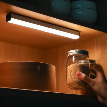 21/30/50 см led лампа под шкаф, зареждане чрез USB, безжичен датчик за движение, нощно за кабинет, осветление за кухненски шкаф