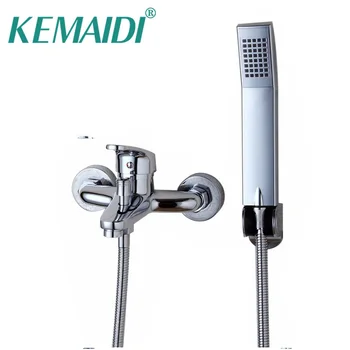 KEMAIDI Луксозни хромирани комплекти за подвижен душ с водопад за баня, смесител за душ, монтиран на стената спрей, смесител за вани