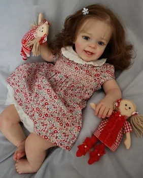 Готови Кукли Reborn Bebe 60 см, Вече Раскрашенная Кукла за Деца Yannick с Дълга и Къдрава Коса, Видима 3D Кожа Venis, 3D цвета на Кожата Bebe