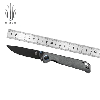 Изключителен Нож за оцеляване Kizer Mojave Begleiter2 V4458.2E6 с Черна дръжка от Микарты и Стоманени остриета N690, Нож за носене Син цвят