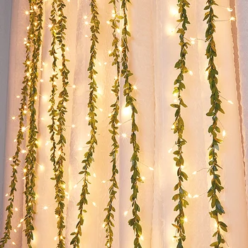 16 фута 5 м гирлянда от листа, страхотна лампа, декор, led гирлянди от медна тел, за сватба, горското маса, украса за коледното домашно парти